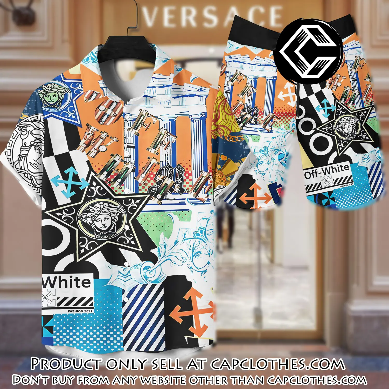 Versace luxury hawaiian shirt & short set lhs1209 cc4558839